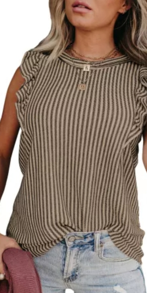 🌂New khaki striped crewneck tank - Picture 6 of 10